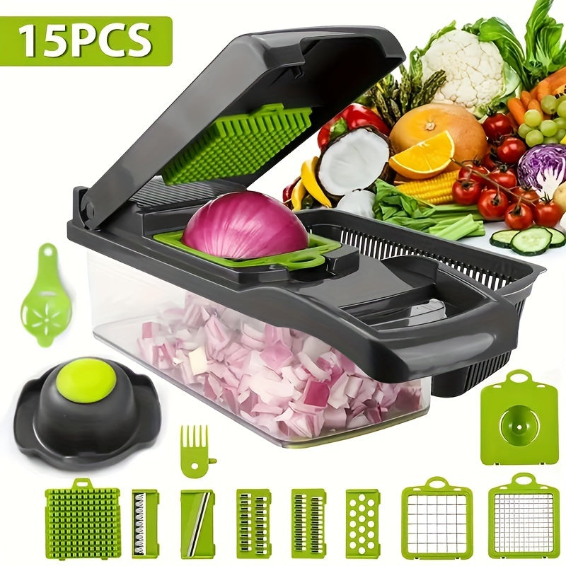 15pcs Multifunctional Vegetable Chopper & Slicer Set