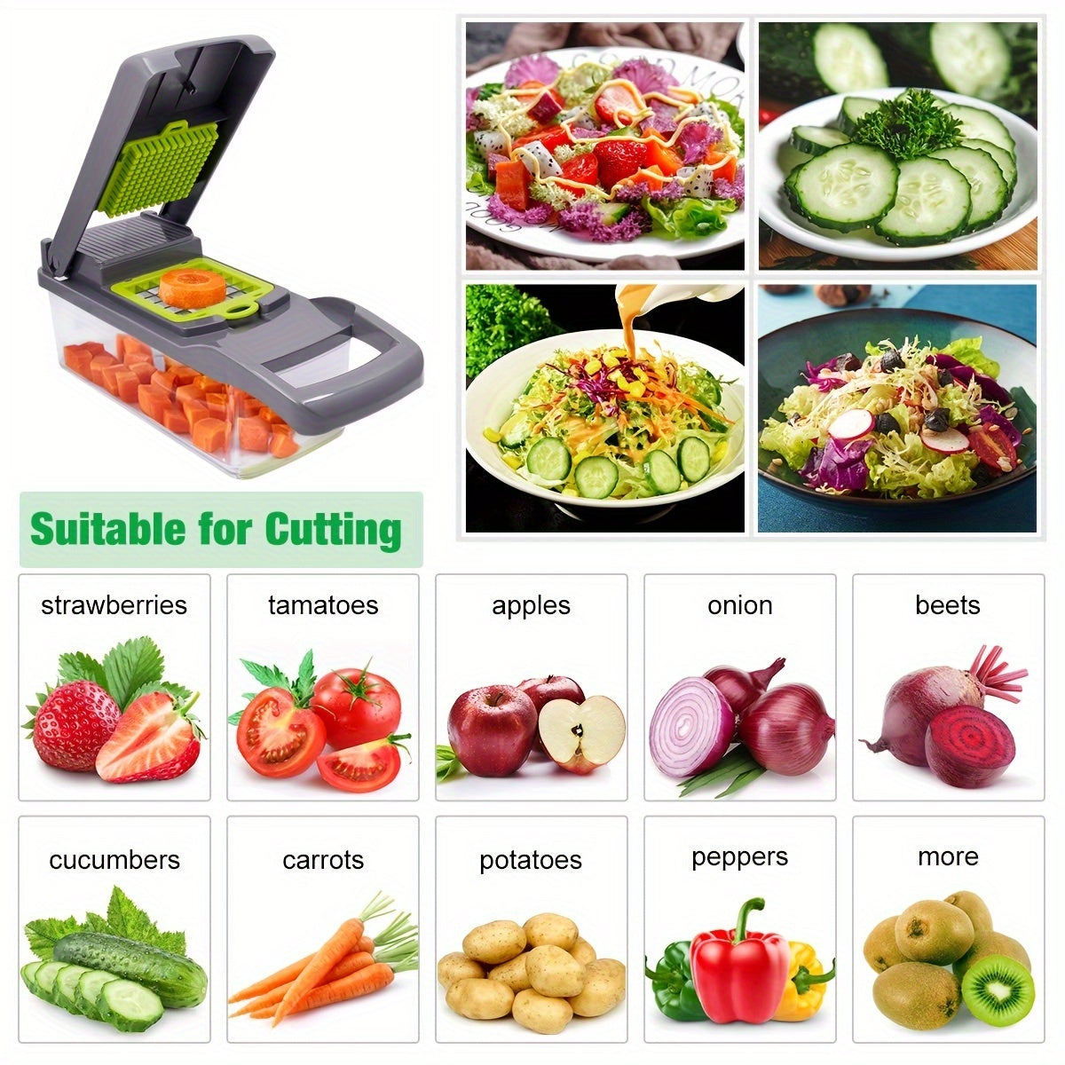 15pcs Multifunctional Vegetable Chopper & Slicer Set