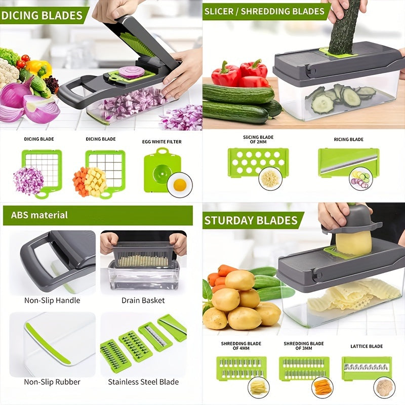 15pcs Multifunctional Vegetable Chopper & Slicer Set
