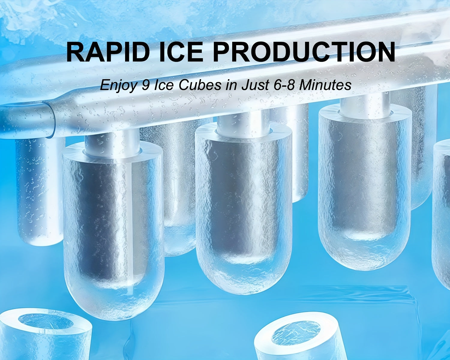 iceSaeoola Countertop Ice Maker Machine, Makes 9 Ice Cubes In 7 Minutes, Self-Cleaning Ice Maker With Ice Scoop And Basket, 2 Sizes Of Bullet Ice For Home, Kitchen, Camping, Party, RV. (BLACK)