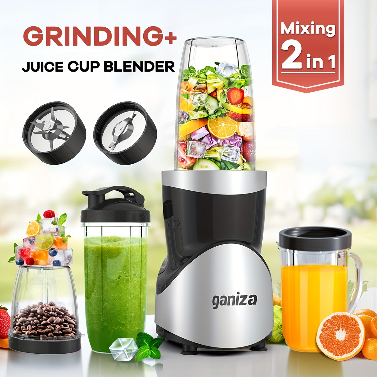 900W Personal Blender & Juicer Set – 15pcs with 4 Cups