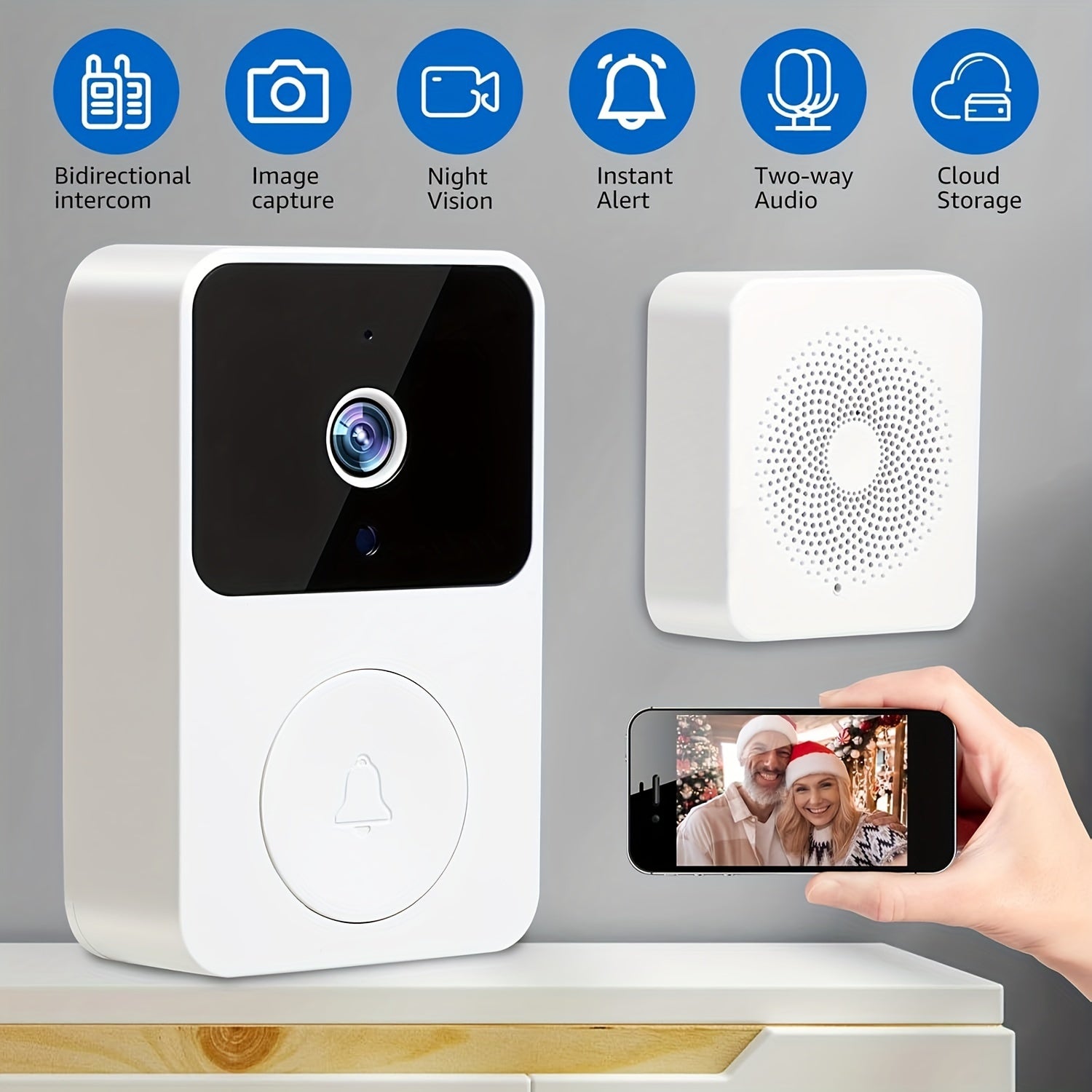 Smart Wireless Video Doorbell – HD, WiFi, Two-Way Audio