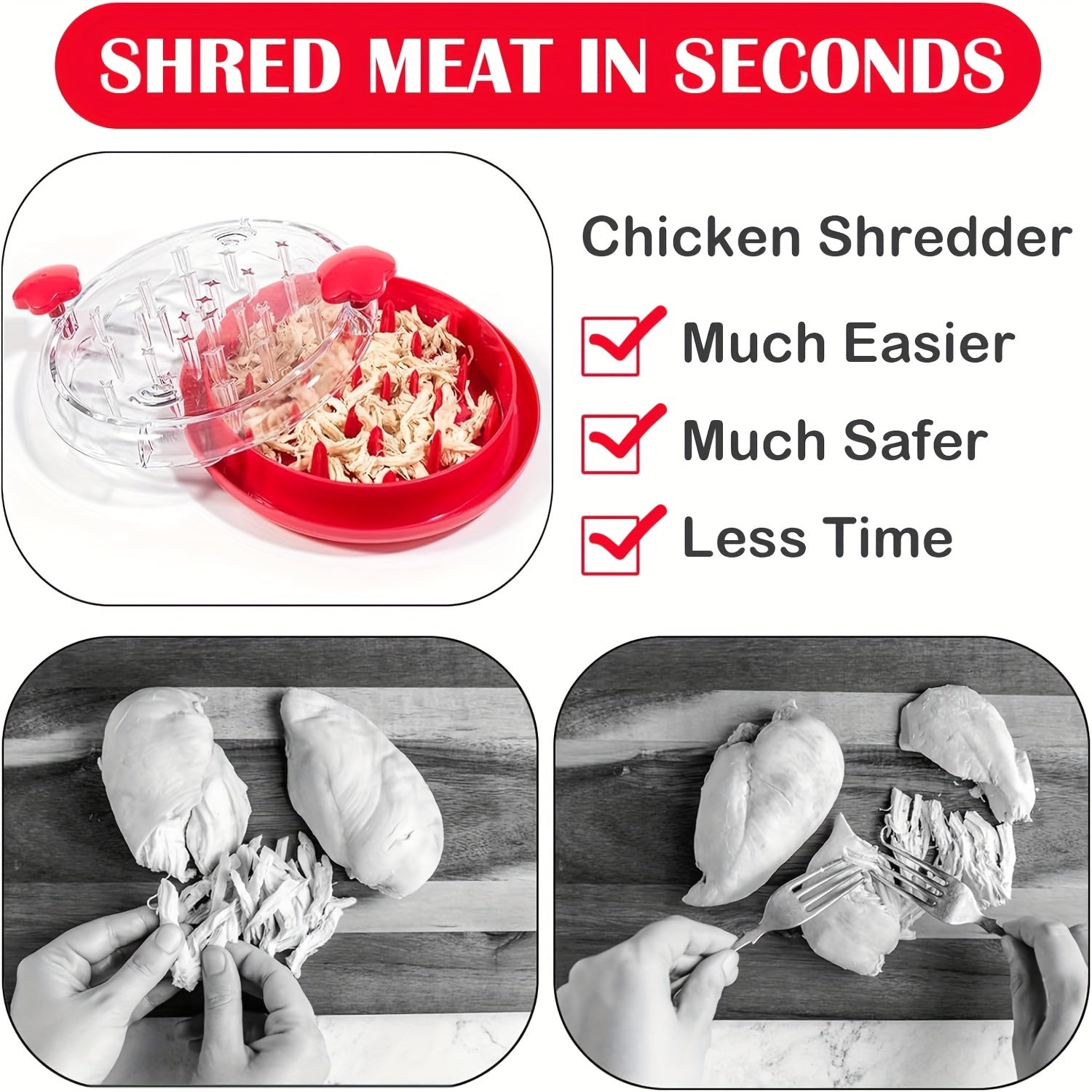 Chicken Shredder Tool with Lid & Brush – 1pc