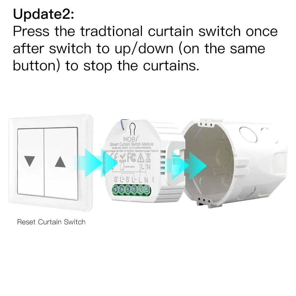 Smart Life Roller Shutter Blinds Motor WiFi Curtain Switch Module with Remote