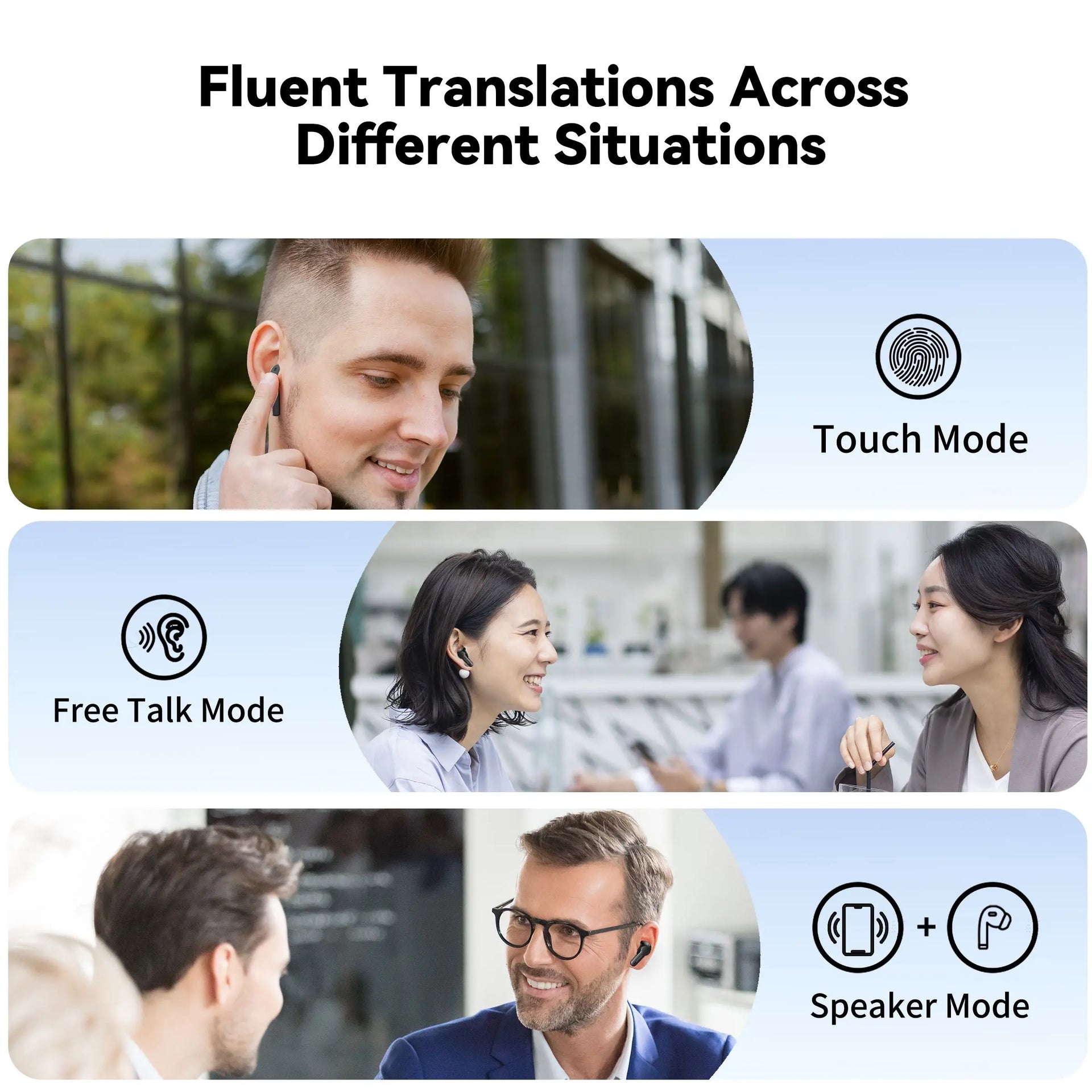 Wooask M6 Translator Earbuds,Two Way Instant Translator Device,Updated Chip,Support 144 Languages and 8 Offline Packs,for Travel