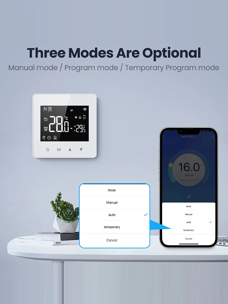 WiFi Smart Heating Temperature Controller Battery Powered for Tuya APP Compatible with Alexa Google Home Alice for Gas Boiler