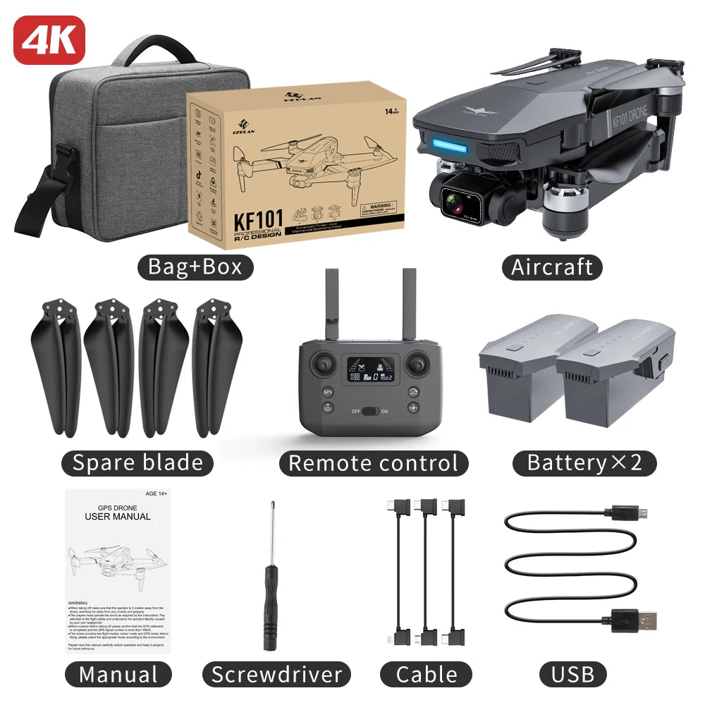 KF101 MAXS GPS Drone 4K Camera 3-Axis Gimbal Brushless Anti-Shake EIS HD Camera Drone 3KM Flight RC Drone Ship from US