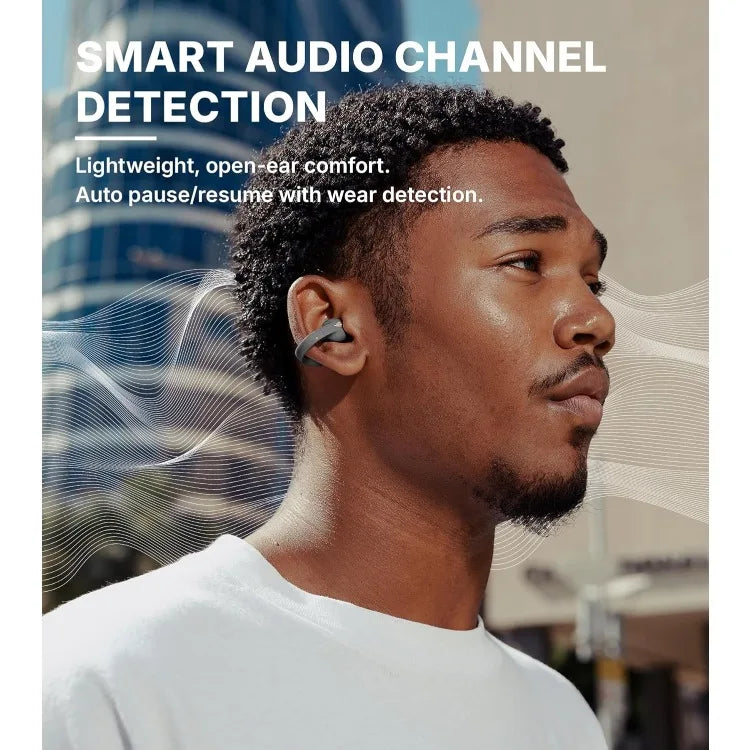 R1 Open-Ear True Wireless Earbuds, Bluetooth 5.4 Clip-On Headphones, AI Clear Calls, Left/Right Interchangeable, 28H Playtime,