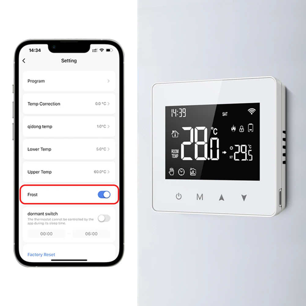 WiFi Smart Heating Temperature Controller Battery Powered for Tuya APP Compatible with Alexa Google Home Alice for Gas Boiler