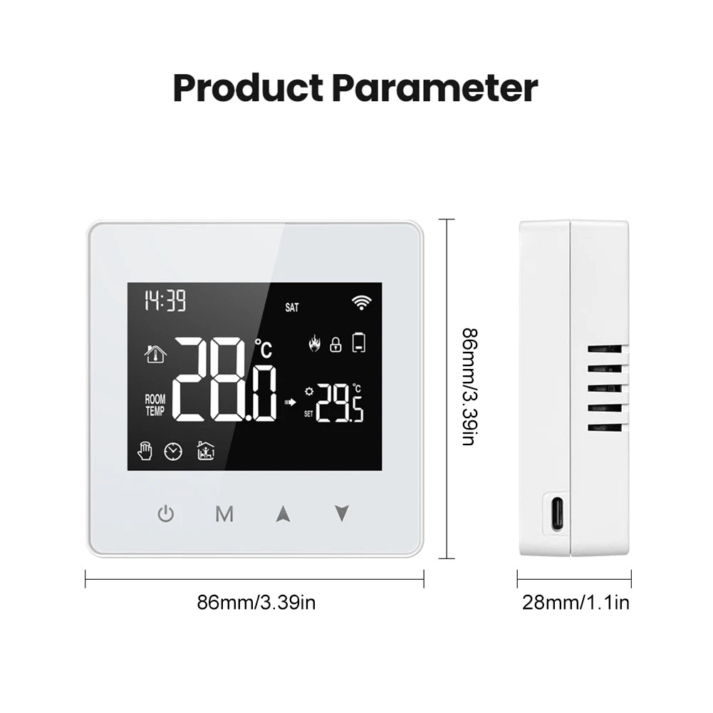 WiFi Smart Heating Temperature Controller Battery Powered for Tuya APP Compatible with Alexa Google Home Alice for Gas Boiler