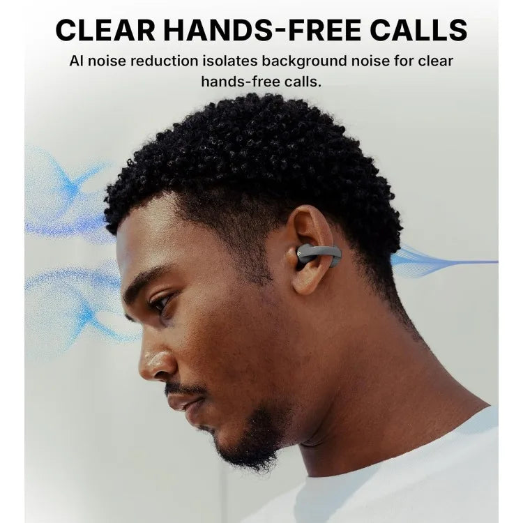 R1 Open-Ear True Wireless Earbuds, Bluetooth 5.4 Clip-On Headphones, AI Clear Calls, Left/Right Interchangeable, 28H Playtime,