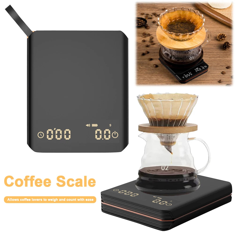 Electronic Coffee Scale with Timer LED Display Mini Pour Over Drip Espresso Scale High Precision Kitchen Scale Home Accessories