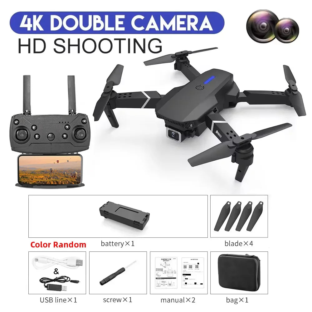 2025 New E88 Pro WIFI FPV Drone Wide Angle HD 4K 1080P Camera Height Hold RC Foldable Quadcopter Dron Helicopter Toys Gift