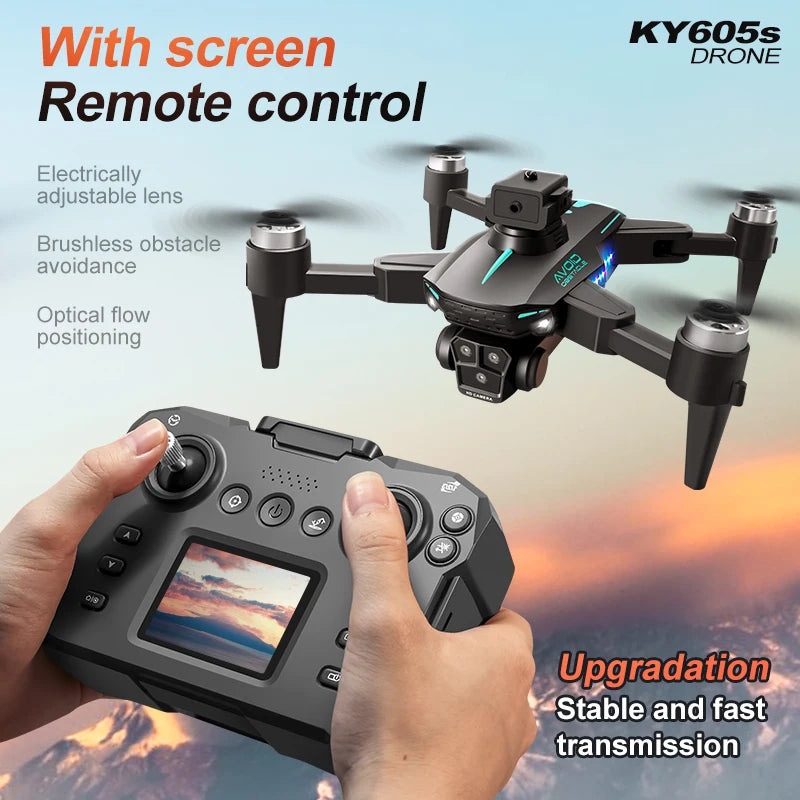 New KY605S MAX LCD Screen Drone 8k Profesional HD Camera Obstacle Avoidance Aerial Photography Optical Flow Foldable Quadcopter