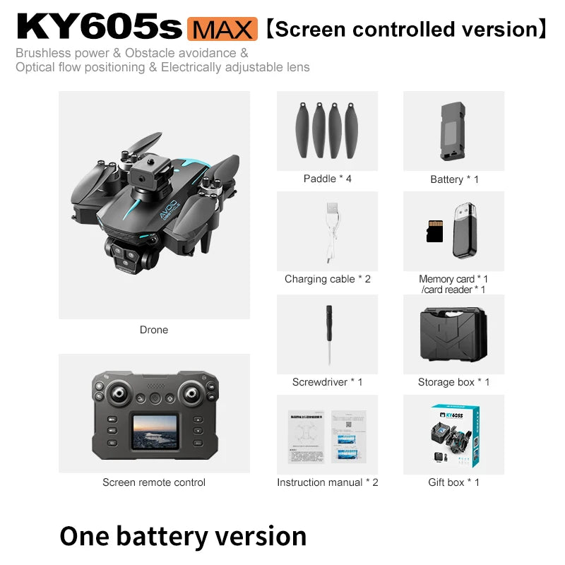 New KY605S MAX LCD Screen Drone 8k Profesional HD Camera Obstacle Avoidance Aerial Photography Optical Flow Foldable Quadcopter