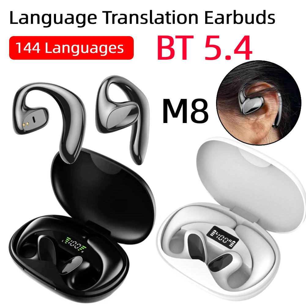 Language Translation Earbuds 144 Languages Bluetooth-Compatible 5.1 Translator Device High Accuracy for Travel Business Learning