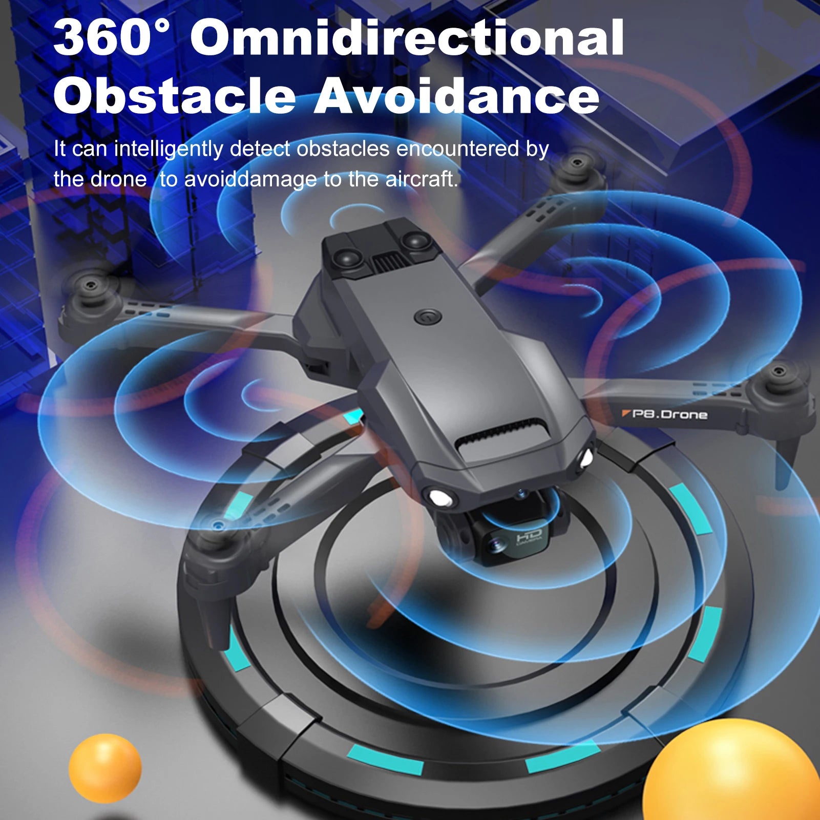 P8 RC Quadcopter with Camera 4K Dual Camera RC Drone with Function 4 Sided Obstacle Avoidance Waypoint Flight Gesture Control