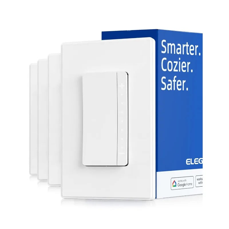 Smart Dimmer Light Switch DPR30, 2.4GHz Wi-Fi Dimmer Switch Compatible with Alexa and Google Assistant, Single Pole/3 Way,