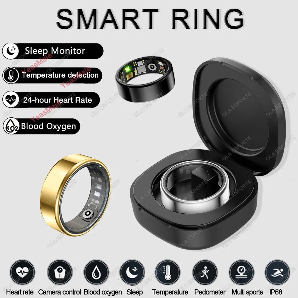 Smart Ring Newest Intelligent Wearable Device For Men Women Bluetooth Heart Rate Sleep Health Monitor Waterproof for IOS Android