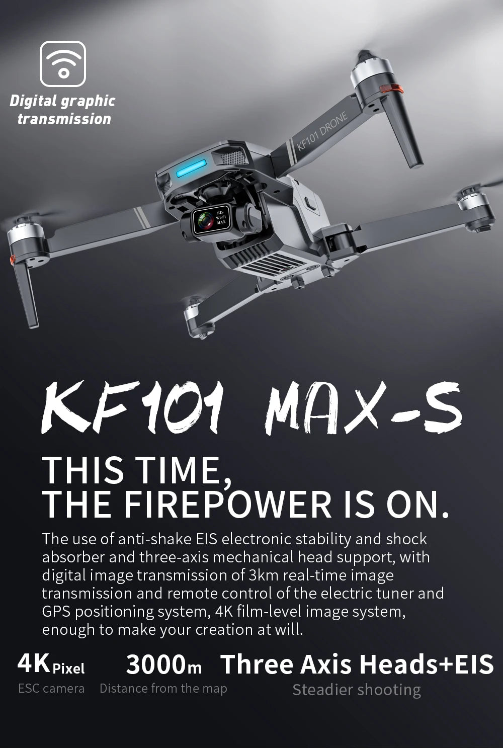 KF101 MAXS 4K GPS Drone with 3-Axis Gimbal & EIS