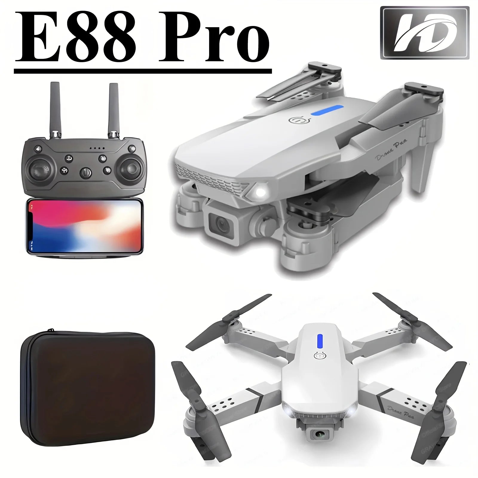 E88 HD Camera Drone with WiFi FPV - Foldable Long Flight Time Beginner Drone, Auto Return , Thanksgiving Gift for Adults & Teens