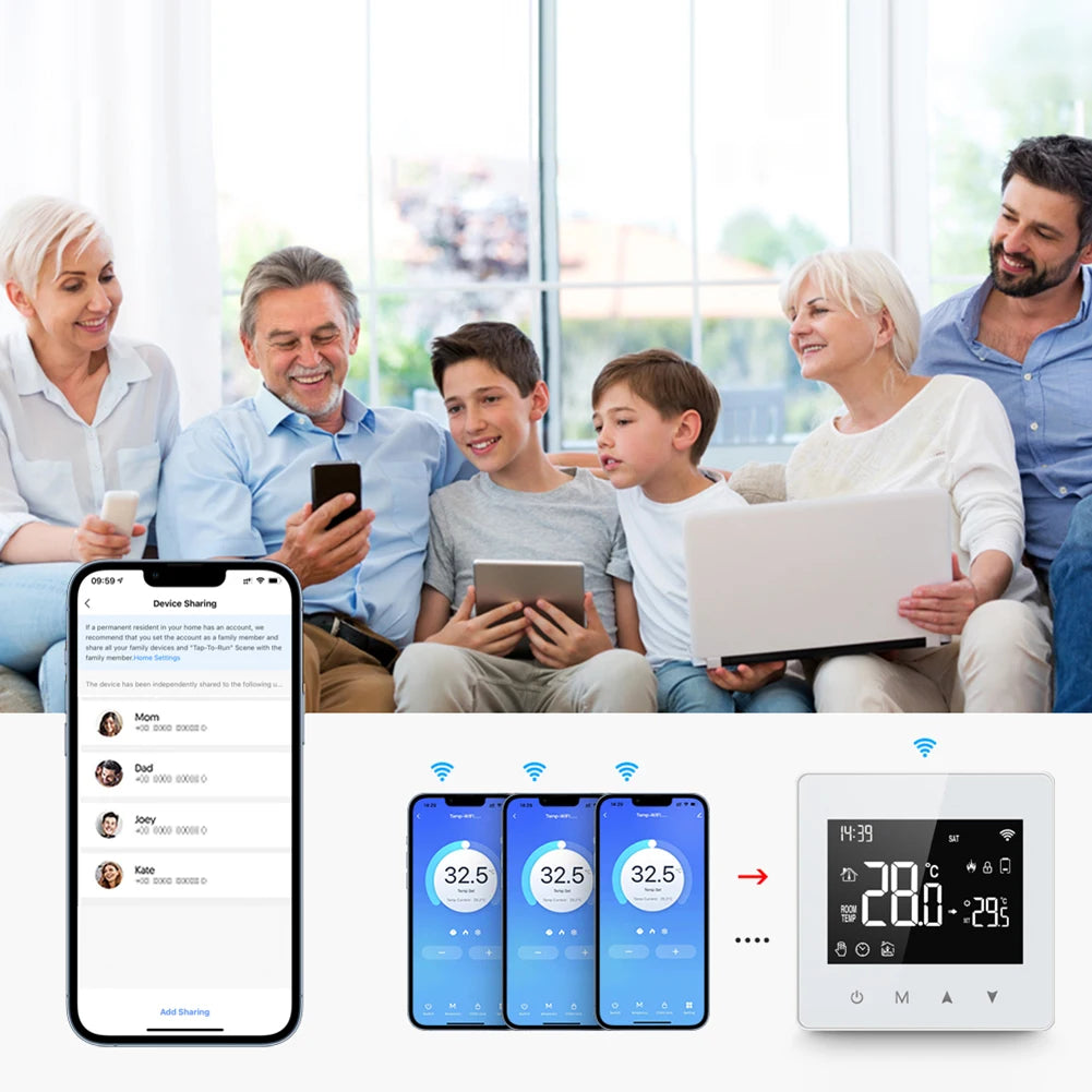 WiFi Smart Heating Temperature Controller Battery Powered for Tuya APP Compatible with Alexa Google Home Alice for Gas Boiler