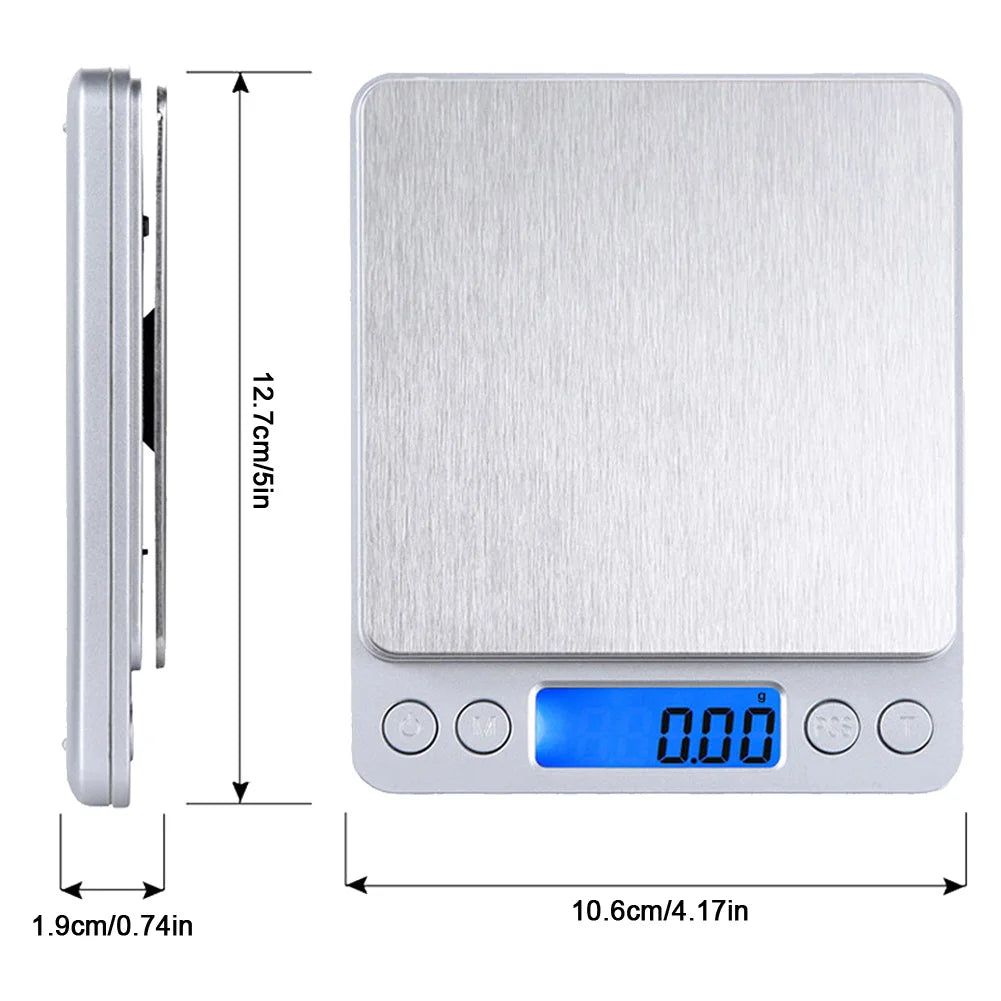 2kg/3kg/500g Small Digital Food Scale Accurate Weighting Multifunction Kitchen Scale High Accuracy Gram Scale for Jewelry/Baking