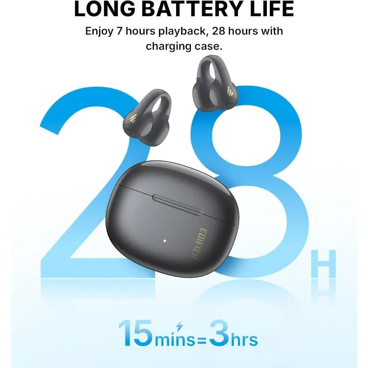 R1 Open-Ear True Wireless Earbuds, Bluetooth 5.4 Clip-On Headphones, AI Clear Calls, Left/Right Interchangeable, 28H Playtime,