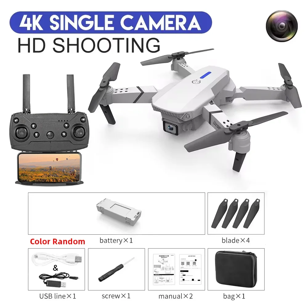 2025 New E88 Pro WIFI FPV Drone Wide Angle HD 4K 1080P Camera Height Hold RC Foldable Quadcopter Dron Helicopter Toys Gift