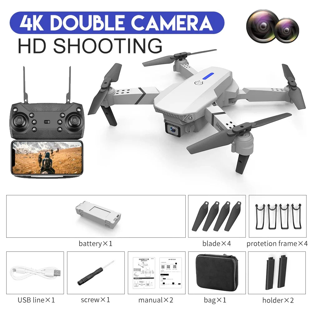 2025 New E88 Pro WIFI FPV Drone Wide Angle HD 4K 1080P Camera Height Hold RC Foldable Quadcopter Dron Helicopter Toys Gift