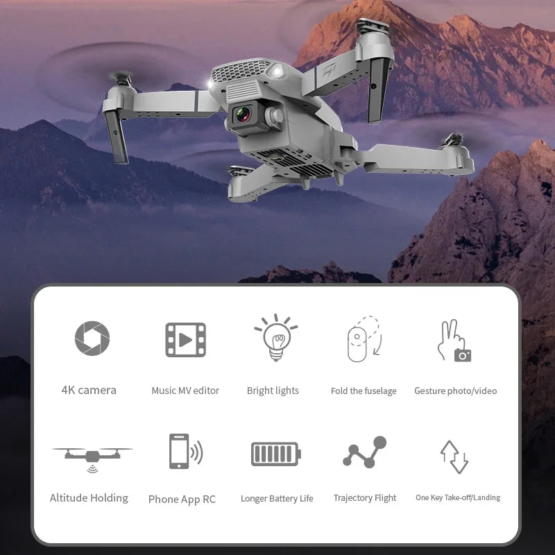 2025 New E88 Pro WIFI FPV Drone Wide Angle HD 4K 1080P Camera Height Hold RC Foldable Quadcopter Dron Helicopter Toys Gift