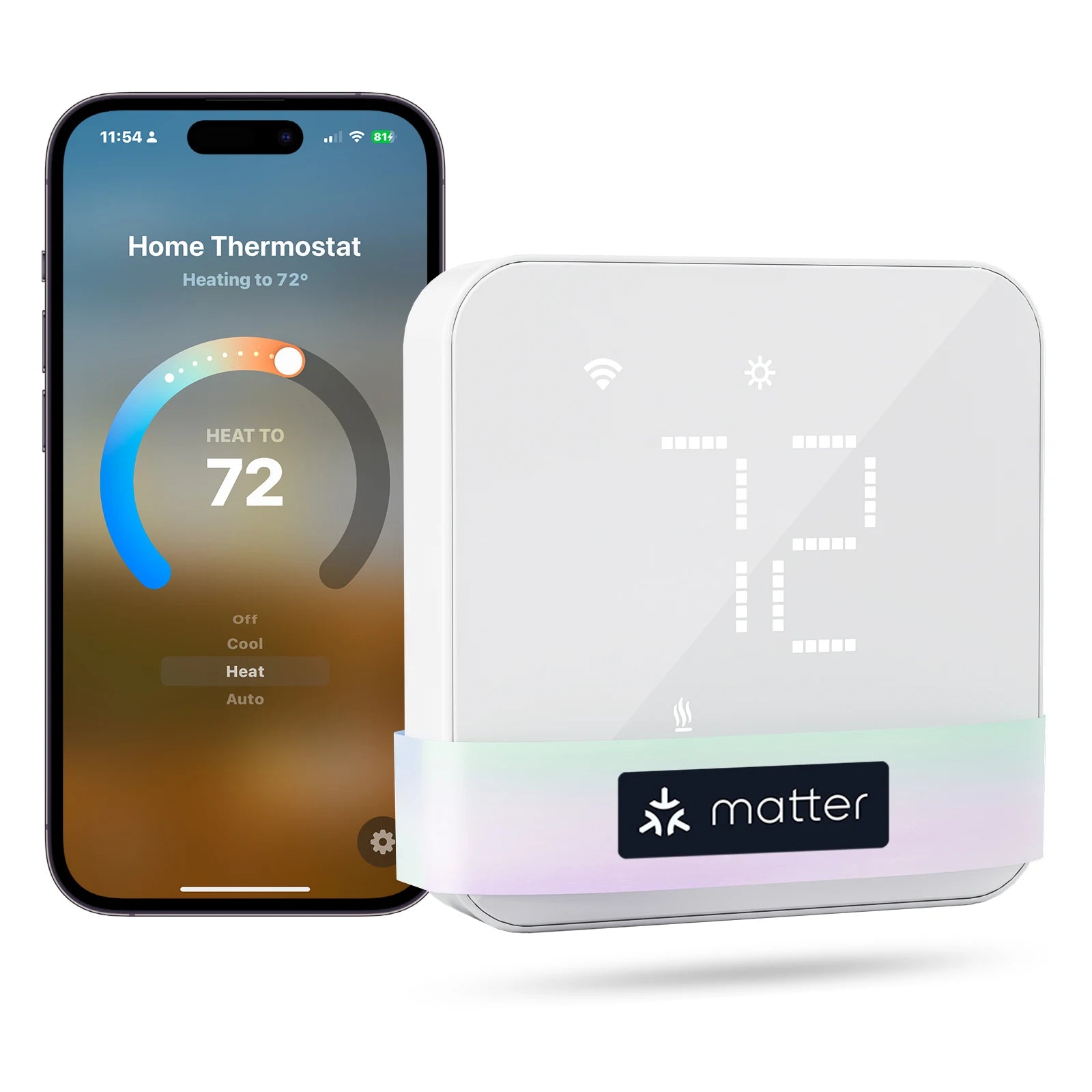 Meross Matter Smart US Wi-Fi Thermostat Compatible with 95% heating and cooling systems Work with Alexa Homekit