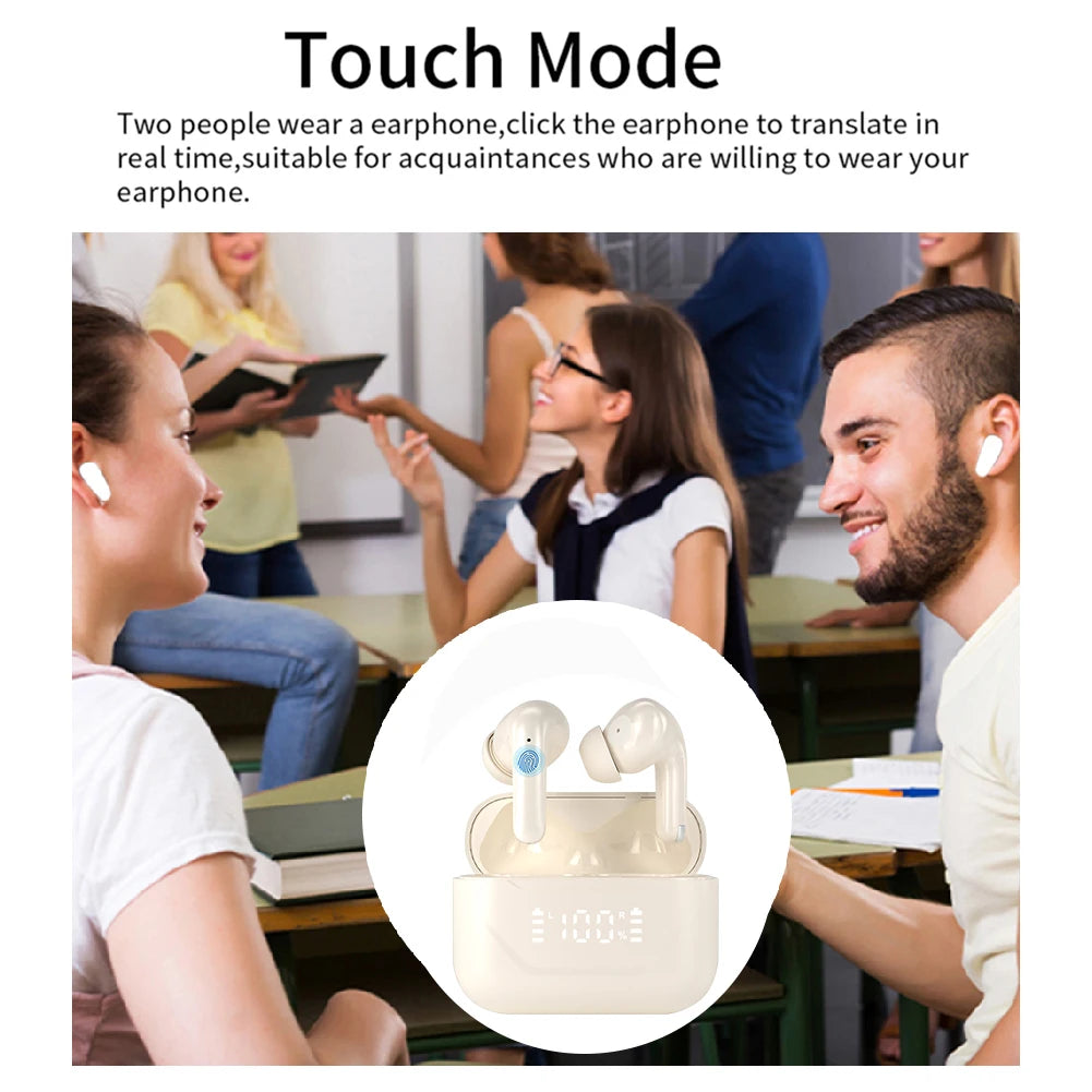 Smart AI Language Translation Earbuds ANC Noise Canceling 144 Languages Translator Earbuds Translator Device for Android and iOS