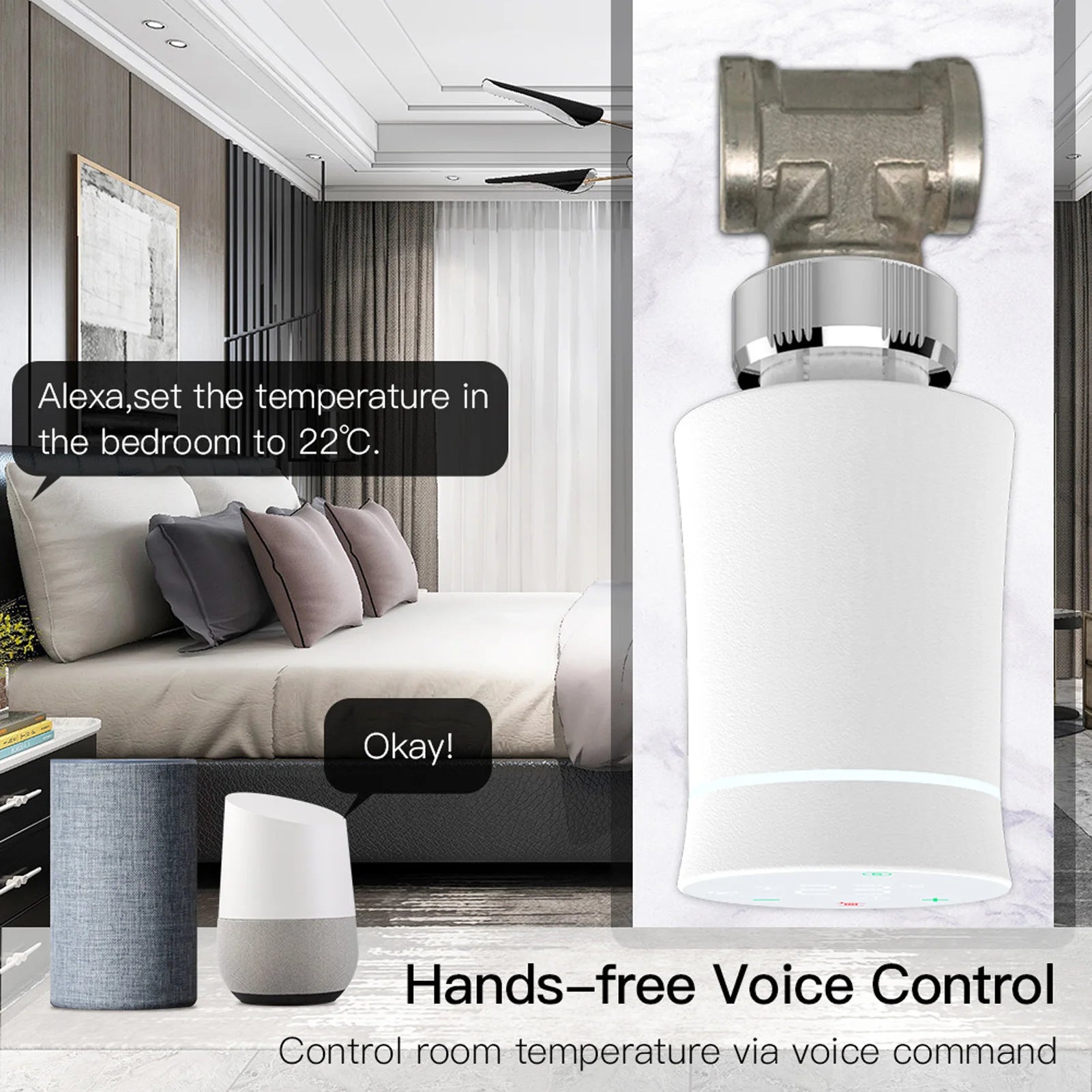 Smart Radiator Valve IP20  APP Control Smart Thermostatic Valve Voice Control Energy Saving Programmable for Home