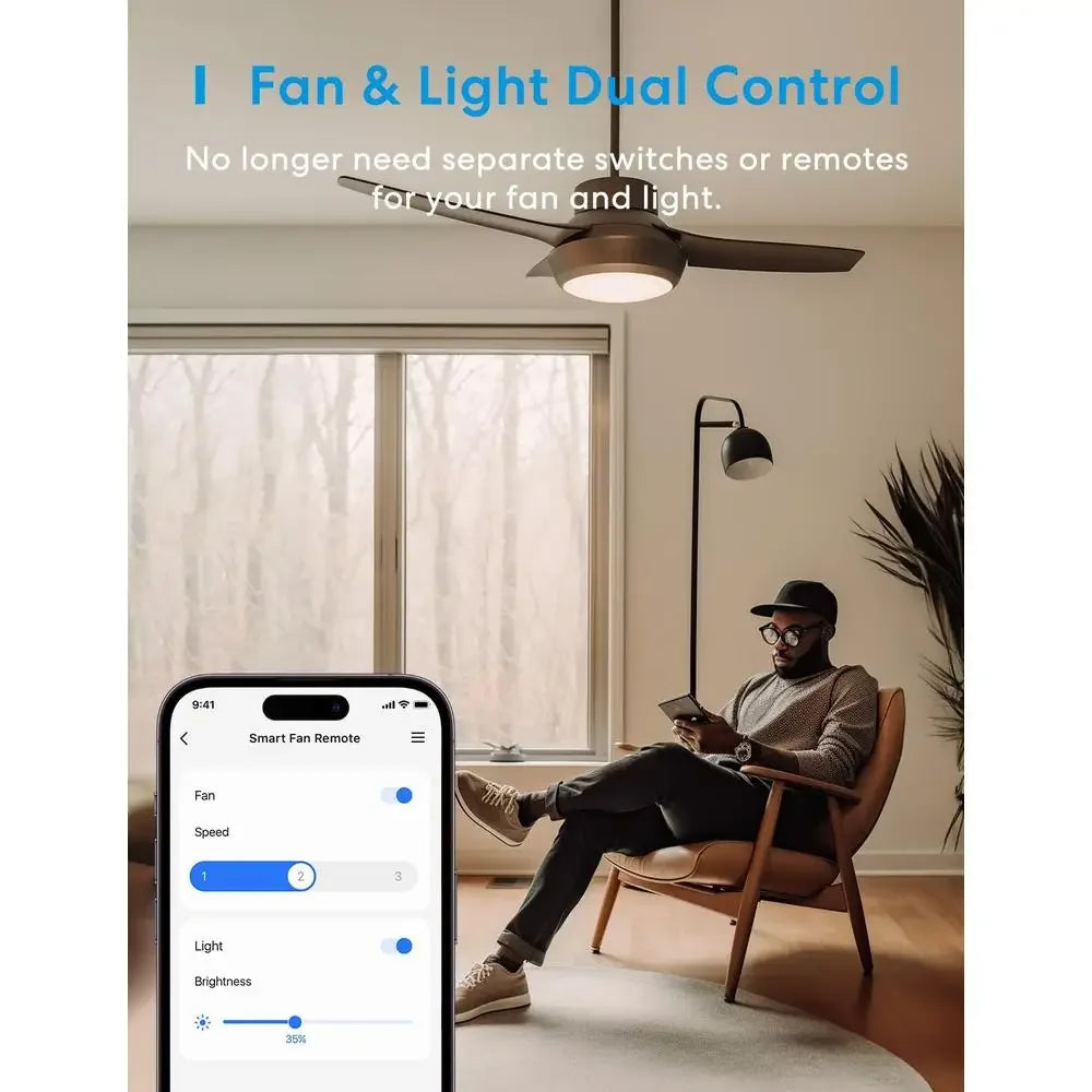 Smart Ceiling Fan Dimmer Switch Compatible with Apple HomeKit Alexa Google SmartThings 2.4G WiFi Control Lights and Fans