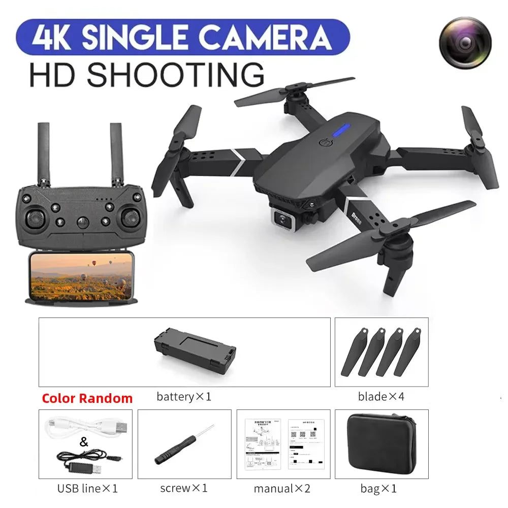 2025 New E88 Pro WIFI FPV Drone Wide Angle HD 4K 1080P Camera Height Hold RC Foldable Quadcopter Dron Helicopter Toys Gift