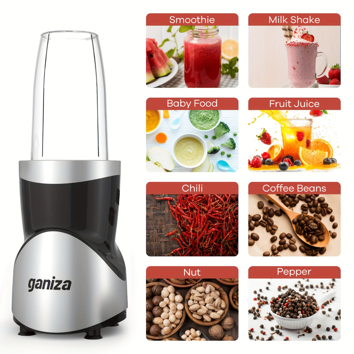 900W Personal Blender & Juicer Set – 15pcs with 4 Cups