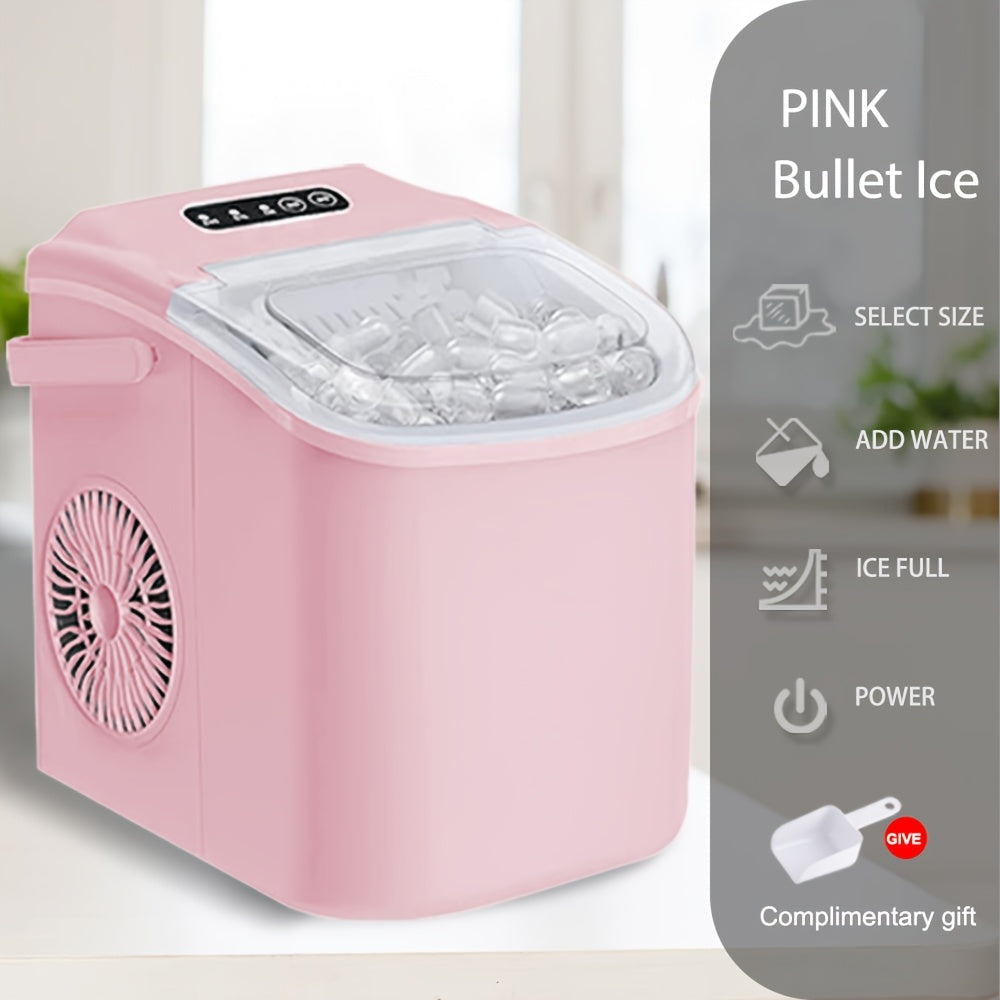 iceSaeoola Countertop Ice Maker Machine, Makes 9 Ice Cubes In 7 Minutes, Self-Cleaning Ice Maker With Ice Scoop And Basket, 2 Sizes Of Bullet Ice For Home, Kitchen, Camping, Party, RV. (BLACK)