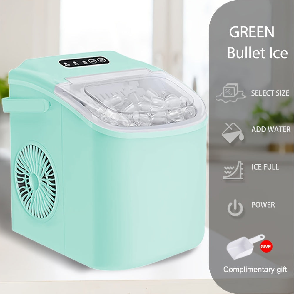 iceSaeoola Countertop Ice Maker Machine, Makes 9 Ice Cubes In 7 Minutes, Self-Cleaning Ice Maker With Ice Scoop And Basket, 2 Sizes Of Bullet Ice For Home, Kitchen, Camping, Party, RV. (BLACK)