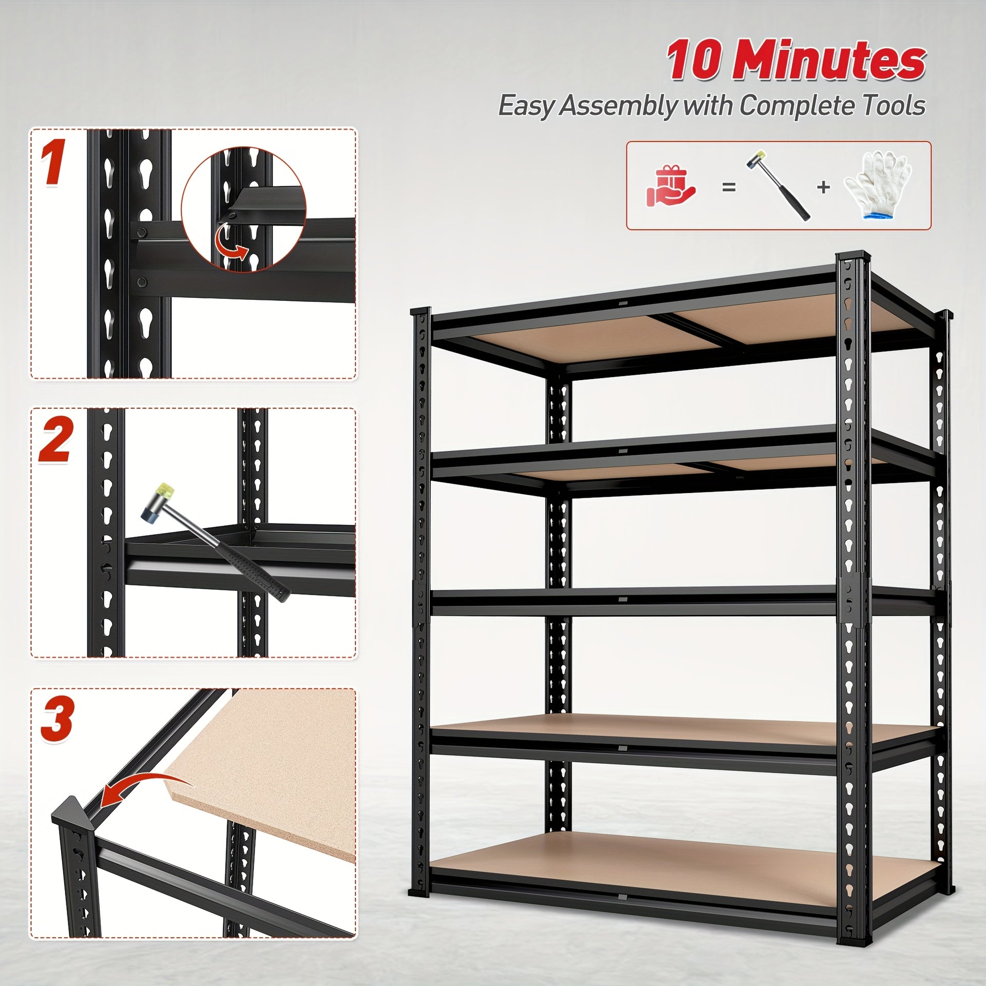 Heavy Duty 5-Tier Metal Shelving Unit – 2000 lbs Capacity