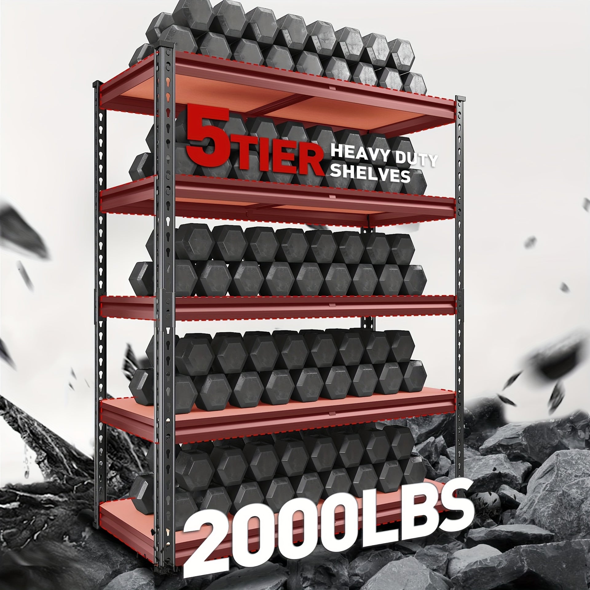 Heavy Duty 5-Tier Metal Shelving Unit – 2000 lbs Capacity