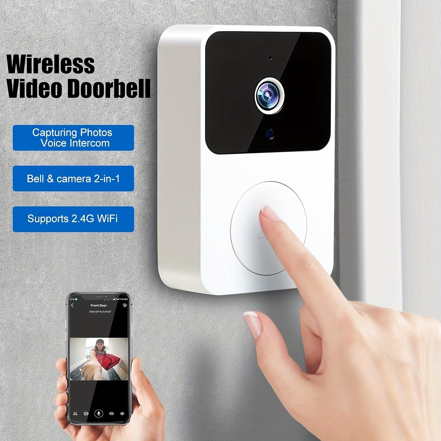 Smart Wireless Video Doorbell – HD, WiFi, Two-Way Audio