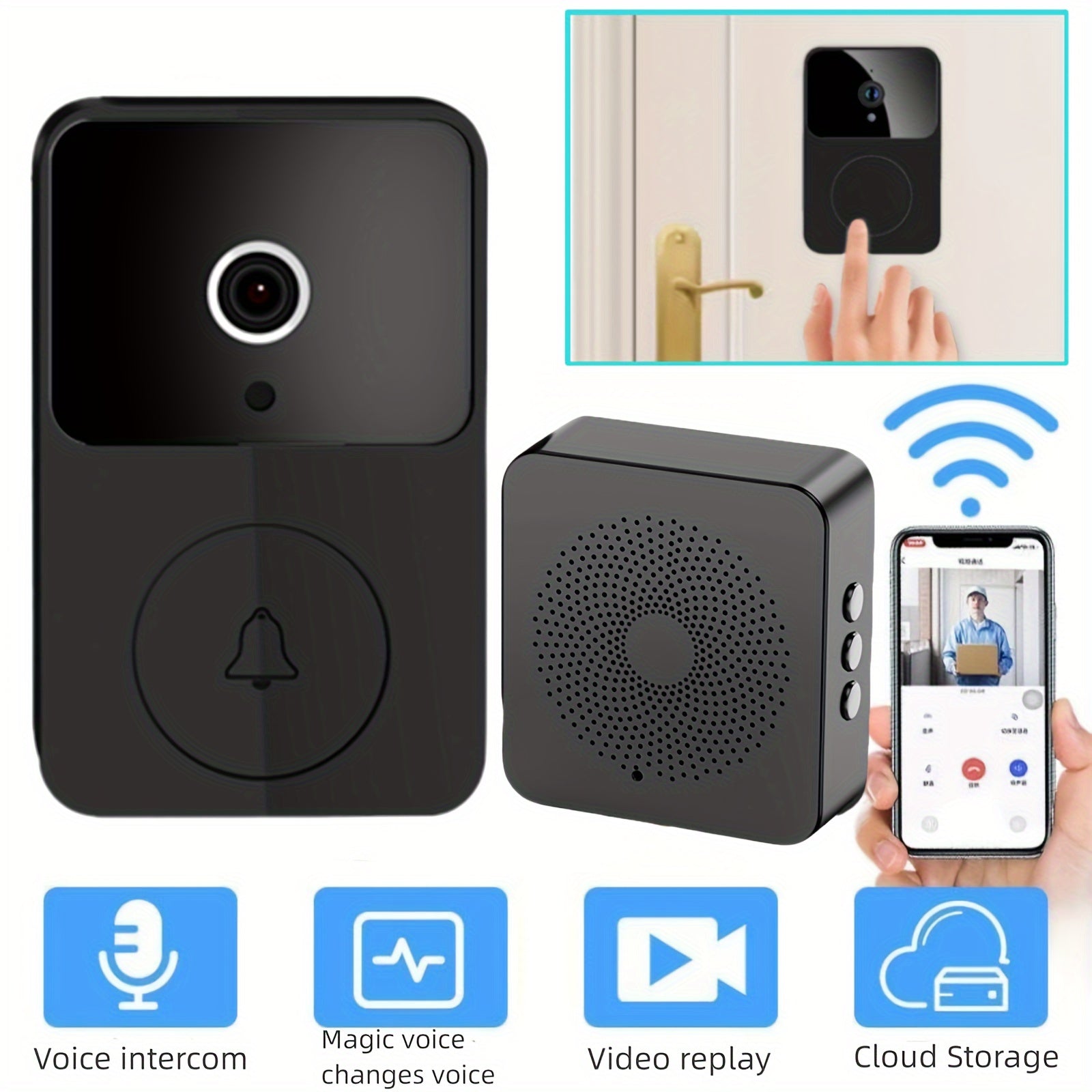 Smart Wireless Video Doorbell – HD, WiFi, Two-Way Audio