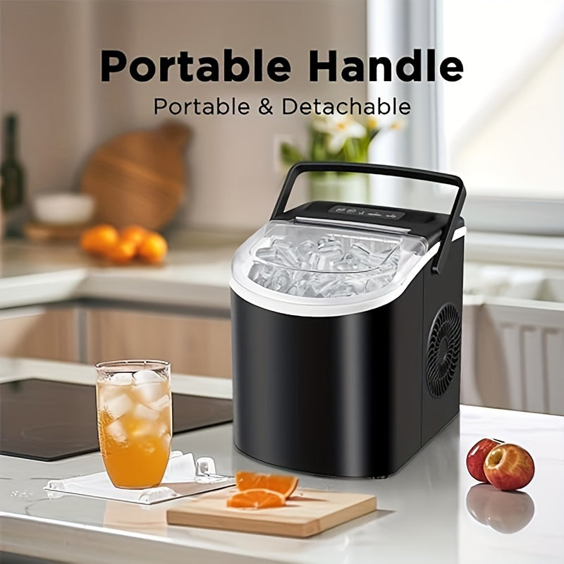 iceSaeoola Countertop Ice Maker Machine, Makes 9 Ice Cubes In 7 Minutes, Self-Cleaning Ice Maker With Ice Scoop And Basket, 2 Sizes Of Bullet Ice For Home, Kitchen, Camping, Party, RV. (BLACK)